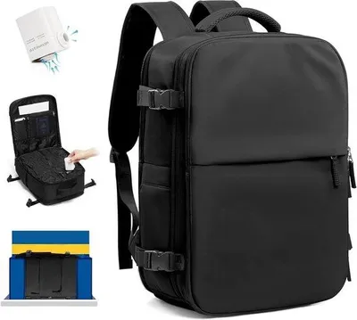 Obrázok produktu pre Cestovný batoh s integrovaným vákuovým systémom – 40 x 30 x 20 cm – čierny
