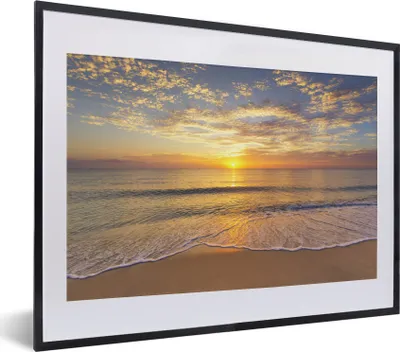 Produktbild von MuchoWow® MuchoWow® Gerahmtes Poster Strand - Sonnenuntergang - Meer 40x30 cm - Poster mit zchwarzem Bilderrahmen - Bilderrahmen - Poster im Rahmen