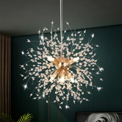 Produktbild von Löwenzahn Kronleuchter 12-Licht Golden Pendelleuchte für Schlafzimmer, Wohnzimmer, Esszimmer