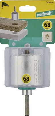 Zdjęcie produktu dla wolfcraft GmbH 3896000, Pojedyńczy, Wiertarka, Cegła, Płyty gipsowo-kartonowe, Dachówka, Stal nierdzewna, Pokrycie z węglika wolframu Coated (TCC), Końcówka sześciokątna