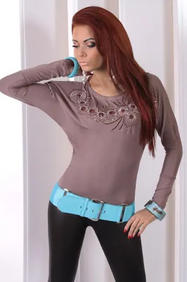 Produktbild von Longshirt Tunika mit Pailletten Top Gr. 36 38 S M, 5830 Cappuccino