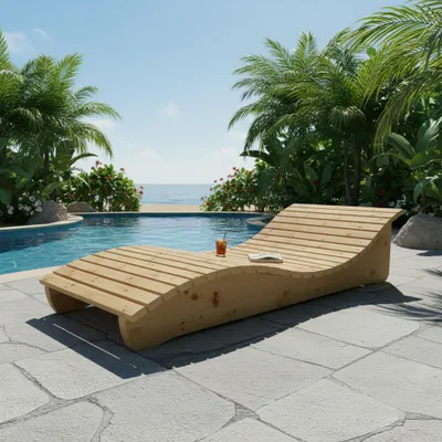 Produktbild von Holzliege Wellenliege Waldsofa Relaxliege Gartenliege "Relax-Gertl" (Lärche) 1-teilig Liegebreite 90cm Himmelsliege
