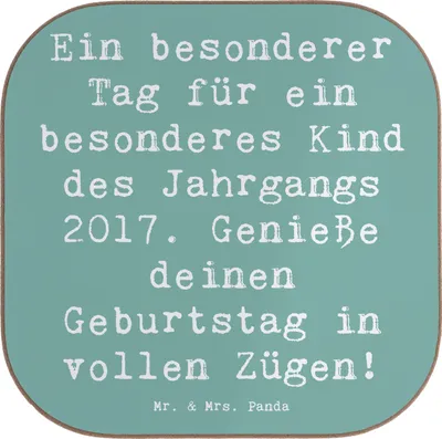 Produktbild von Mr. & Mrs. Panda Untersetzer für Gläser Spruch 2017 Geburtstag - Meeresbrise - Geschenk, Erinnerungen, Jahrgang, Holzuntersetzer, Geboren am, Geburtstagsgeschenk, Glas