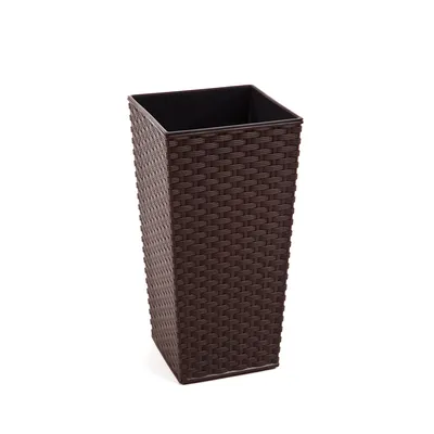 Obrázek produktu pro Květináč Ratanový s vložkou moka Výška 75,3 cm Plast na balkón terasa zahrada