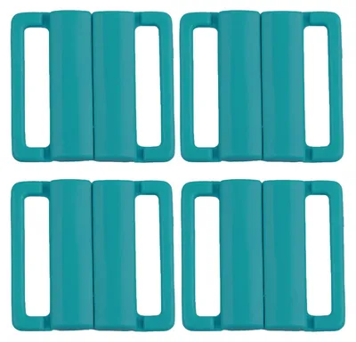 4 Modische Bikini-Verschlüsse 25mm Kunststoff Dessous BH Haken BH-Zubehör, türkis