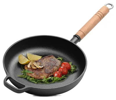 Immagine prodotto di Padella in ghisa da 29 cm con manico in legno