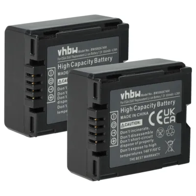 Produktbild von vhbw 2x Akku kompatibel mit Panasonic VDR-M30, VDR-D250, VDR-D220, VDR-D310, VDR-D300, VDR-D160 Videokamera Camcorder (600 mAh, 7,2 V, Li-Ion)
