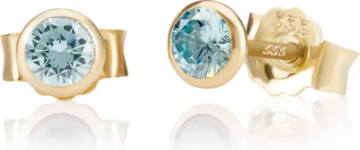 Produktbild von Paar 5,0mm 333 Gelb Gold 8 K Ohrstecker Zirkon Aquamarin Butterfly Verschluss