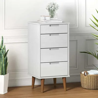 Zdjęcie produktu dla The Living Store Szafka z szufladami MOLDE White 40x35x82 cm lite drewno sosnowe