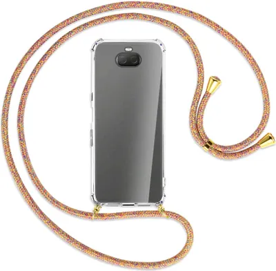 Produktbild von Handykette Backcover-Schutzhülle mit Band (Metall goldfarben) für Sony Xperia 10 Plus - Rainbow
