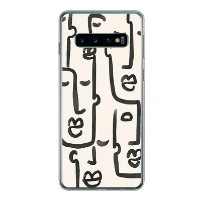 Produktbild von MuchoWow® Handyhülle Schutzhülle Hülle für Samsung Galaxy S10 Muster - Abstrakt - Linienkunst Silikon Softcase Handy Hülle - Handytasche