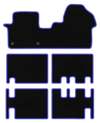 Image de Tapis de sol en moquette pour Citroen Jumpy III 2018- (3 rangées de sièges) – jeu 4 pièces, noir/bleu, sur mesure – Wielganizator CARLUX