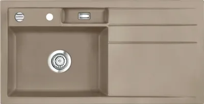 Produktbild von Spüle KeraDomo BELA 100 in FANGO - Becken links mit Excenterbedienung / Systemceram / Keramikspüle