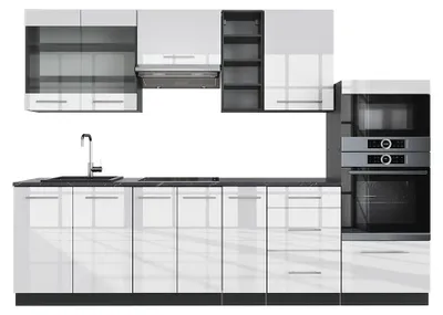 Produktbild von Küchenzeile Vicco Fame-Line Weiß Hochglanz/Anthrazit 280 cm , AP Anthrazit, Model 42463