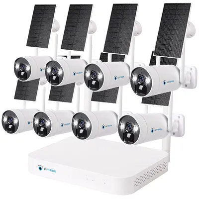 Produktbild von LUVISION Dual WLAN Solar Akku Überwachungssystem 10 Kanal NVR 4MP Überwachungskamera Set Mikrofon