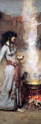 Obrázok produktu pre John William Waterhouse Art Print Obraz - Magický kruh, 1886 (91 x 30 cm)