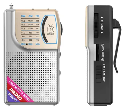 Produktbild von ZELURXX Tragbares Mini-Radio FM/AM/SW, USB-C Akku 800mAh, Kompakt 174g, 3W Lautsprecher, Analog Tuning, Reise- & Campingradio, Silber