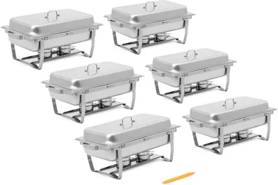 Zdjęcie produktu dla Expondo Royal Catering Chafing Dish – zestaw 6 sztuk – GN 1/1 – 6 x 7,5 l – 6 pojemników na paliwo –