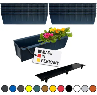 Produktbild von BURI 10 Euro-Paletten Blumenkästen-Einsätze inkl. Bewässerungsmatte | 37,3cm Anthrazit | Pflanzkasten für Europalette Palette | Balkonkasten | Blumentopf | aus stabilen Kunststoff | Germany