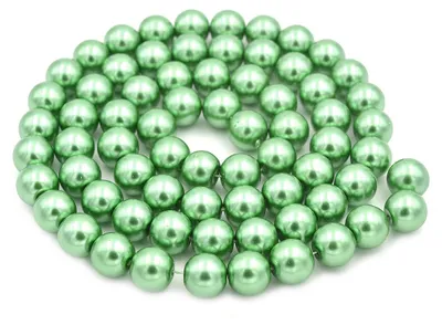 Produktbild von Vintageparts Glaswachsperlen grün rund 12 mm, 20 Stück
