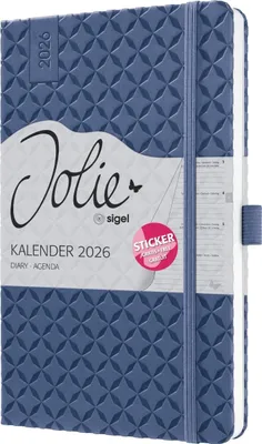 Image de sigel J6101 sigel Calendrier livre Jolie Flair 2026, similicuir, A5, bleu
