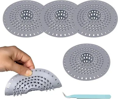 Produktbild von Famanu Abflussfilter 4er Set - Silikon, rostfrei, für Dusche und Küche