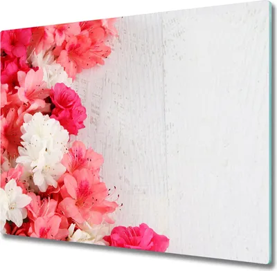 Produktbild von Glas Herdabdeckplatte 60x52 cm Spritzschutz Glasabdeckplatte Schneidebrett Blumen