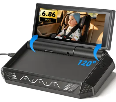 Image de Écran CarPlay portable de 6,86 pouces avec caméra pour bébé, affichage sans fil CarPlay et Android Auto