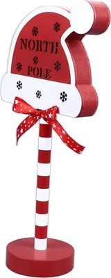 Image de Décor de Noël Stop Here Metal Solid Wood LED Delicate Santa Stop Here Tree Topper for Christmas Party Hat 15x8.5x30.5cm