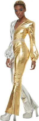 Image de Smiffys - Costume "70s Super Chic" - Femme SM1484 (M) (Or/Argent)