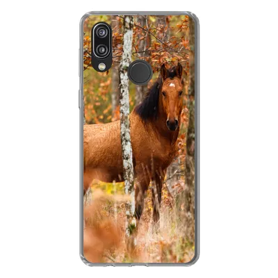Produktbild von MuchoWow® Handyhülle Schutzhülle Hülle für Huawei P20 Lite (2020) Pferd - Wald - Braun Silikon Softcase Handy Hülle - Kartenhalter