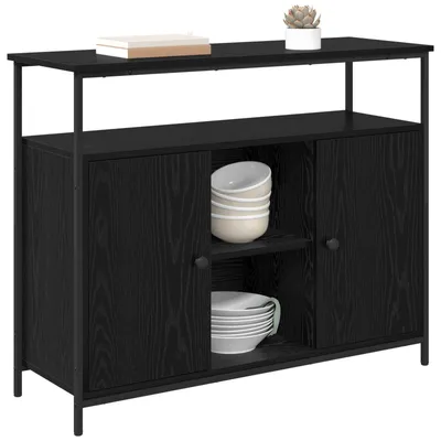 Image de vidaXL Sideboard noir imitation chêne 100 x 35 x 80 cm Bois composite