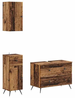 Immagine prodotto di Sistema di mobili da bagno a 3 pezzi, modello BREDA, realizzato in legno riciclato