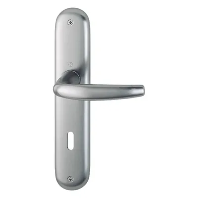 Produktbild von Hoppe Atlanta Langschildgarnitur F9 Aluminium Stahlfarben 1530/273P, OB Ovalbart