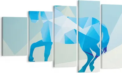 Produktbild von Bild auf Leinwand - Leinwandbild - Pferd Illustration modern Grafik - 100x60cm - Wand Bild - Wanddeko - Leinwanddruck - Bilder - Kunstdruck - Leinwand bilder - Wandkunst - EG100x60-2814