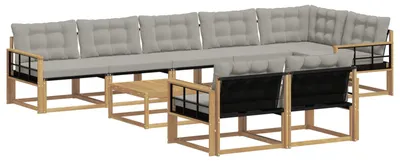 Produktbild von vidaXL Outdoor-Sofagarnitur 9 stk. Weiß und Hellgrau