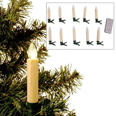 Image de Bougies d'arbre de Noël LED Set de 10 bougies d'arbre de Noël sans fil Éclairage de l'arbre