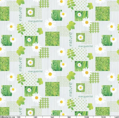 Produktbild von Tischdecke Wachstuch Blumen Grün Robust Wasserabweisend Oval Breite 140 cm Länge 240 cm