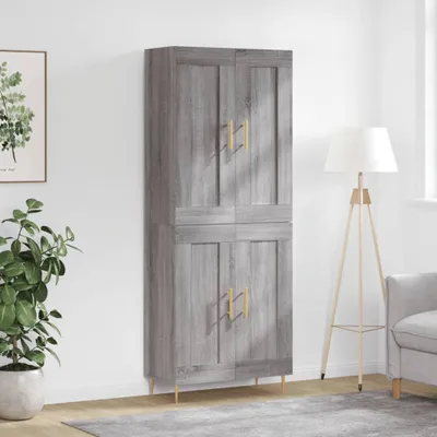 Produktbild von The Living Store Highboard Grau Sonoma 69,5x34x180 cm Holzwerkstoff