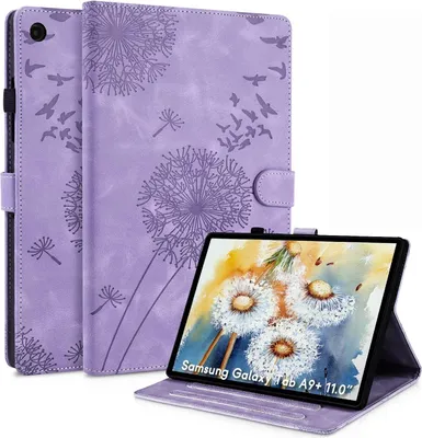 Produktbild von Rostsant Samsung Galaxy Tab A9+ 11 Zoll Löwenzahn Kunstleder Flip Case Violett