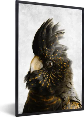 Produktbild von MuchoWow® Gerahmtes Poster Kakadu - Vogel - Gold 20x30 cm - Poster mit Schwarzem Bilderrahmen Wandposter Rahmen Foto Bilder - Drucken - Bilder Poster im Rahmen