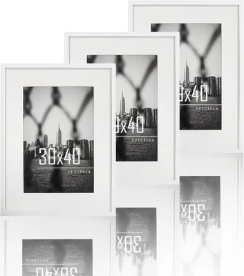 Produktbild von Fotorahmen Set von 3, 30 x 40 cm, Weiß mit Passepartout, für Poster und Fotos