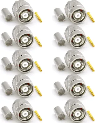 Image de RP-TNC Connecteur pour RG58 LMR195 RG303 RG141 RG142 RG400 Câble coaxial RF RPTNC Connecteur à sertir nickelé - Polarité inversée TNC Connecteur (femelle broche) - Pack de 10