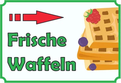 Produktbild von Frische Waffeln Schild mit Pfeil rechts A0 (841x1189mm)