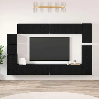 Produktbild von Maison Exclusive - TV-Schrankset 9 pcs Schwarz Eichen-Optik Holzwerkstoff