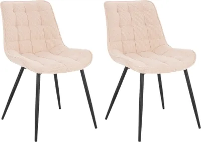 Produktbild von HOME DELUXE - Polsterstuhl IKALO 2er Set - Farbe: Cord Creme - weiche Polsterung, bis 120 kg belastbar I Küchenstuhl Speisestühle Esszimmerstühle
