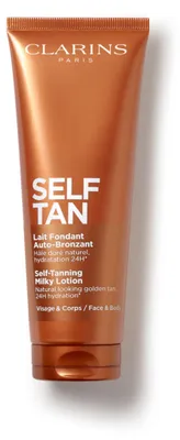 Produktbild von Clarins Self-tanning dark milk, Lotion, Gesicht & Körper, 125 ml, Tube, Feuchtigkeitsspendend, Frauen