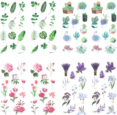 Produktbild von Oblique Unique 84 Blumen Sticker Pflanzen Aufkleber Vintage Küche Dekoration Scrapbooking Kinder Basteln