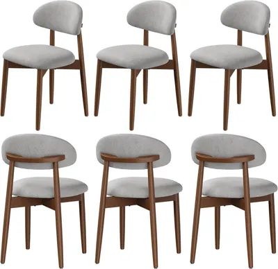 Produktbild von WOLTU Esszimmerstühle Polsterstuhl, Massivholzbeine, Ergonomische Lehne, Chenille-Stoff, Grau : 6 Stückzahl: 6