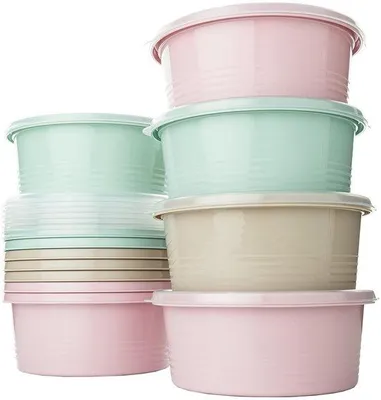 Obrázek produktu pro Sada 12 kusů nádob na potraviny – plastové – bez BPA – vhodné do mikrovlnné trouby – vhodné do myčky – objem 1 litr – rozměry 17,5 x 17 x 7,5 cm – úložné boxy